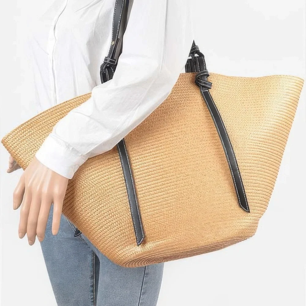 Faux Straw Large Hobo Bag